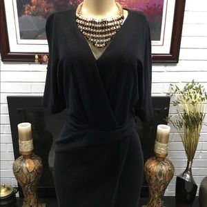 NWT MICHAEL STARS BLACK FAUX WRAP DRESS SZ M